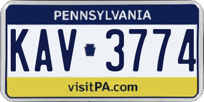 PA license plate KAV3774