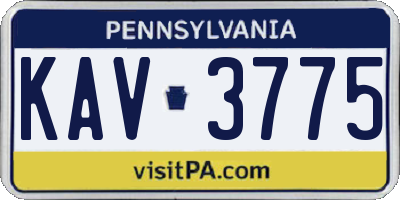 PA license plate KAV3775