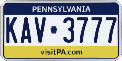 PA license plate KAV3777