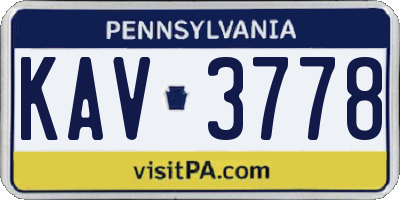 PA license plate KAV3778