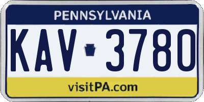 PA license plate KAV3780