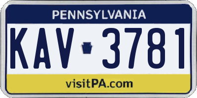 PA license plate KAV3781