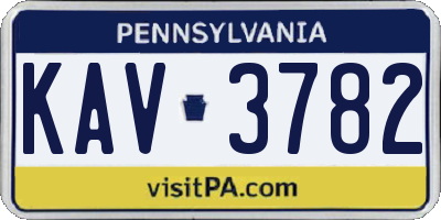 PA license plate KAV3782