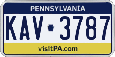 PA license plate KAV3787
