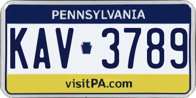 PA license plate KAV3789