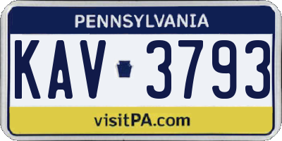 PA license plate KAV3793