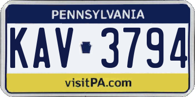PA license plate KAV3794
