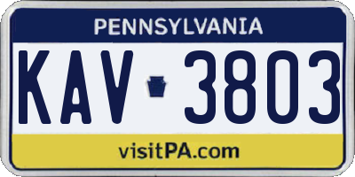 PA license plate KAV3803