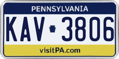 PA license plate KAV3806