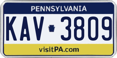 PA license plate KAV3809