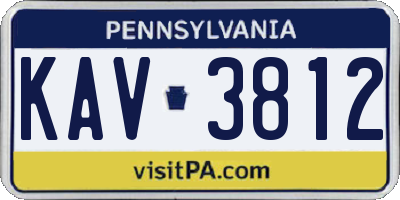 PA license plate KAV3812