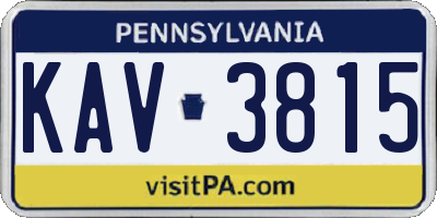 PA license plate KAV3815