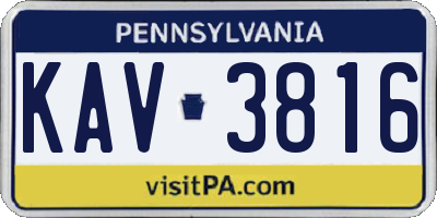 PA license plate KAV3816