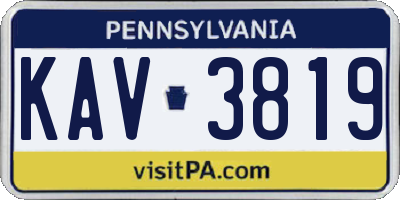 PA license plate KAV3819