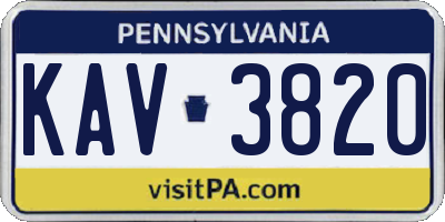 PA license plate KAV3820