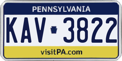 PA license plate KAV3822