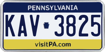 PA license plate KAV3825