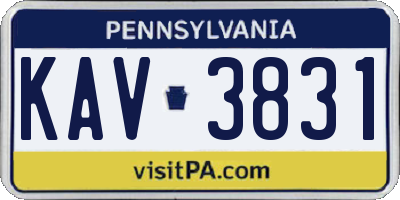 PA license plate KAV3831