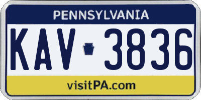 PA license plate KAV3836
