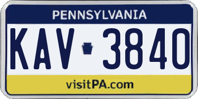PA license plate KAV3840