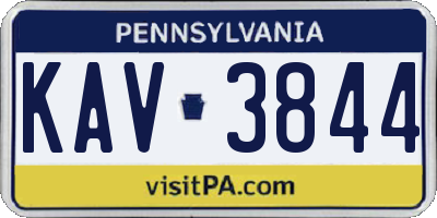PA license plate KAV3844
