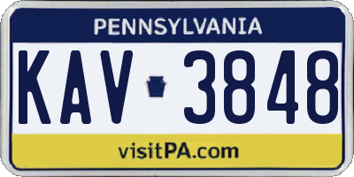 PA license plate KAV3848