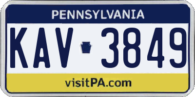 PA license plate KAV3849