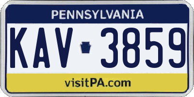 PA license plate KAV3859