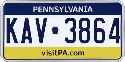 PA license plate KAV3864