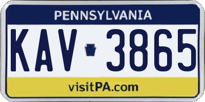PA license plate KAV3865