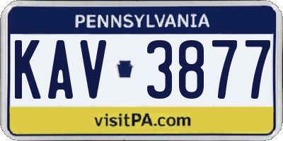 PA license plate KAV3877