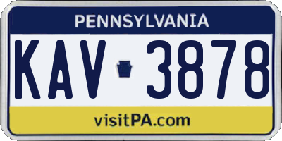 PA license plate KAV3878