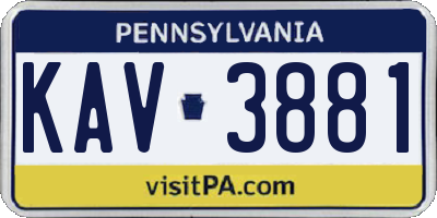 PA license plate KAV3881