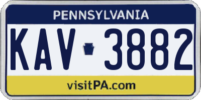 PA license plate KAV3882
