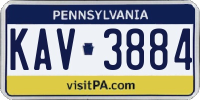PA license plate KAV3884