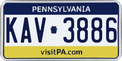 PA license plate KAV3886