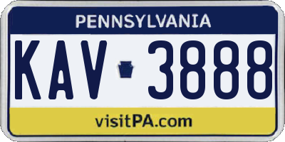 PA license plate KAV3888