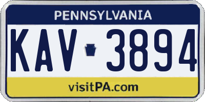 PA license plate KAV3894