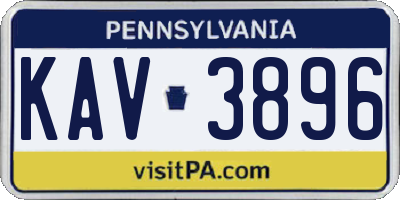 PA license plate KAV3896