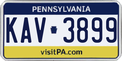 PA license plate KAV3899