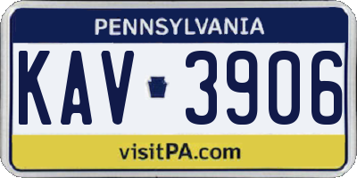 PA license plate KAV3906