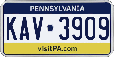 PA license plate KAV3909