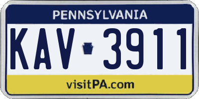 PA license plate KAV3911