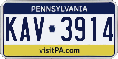 PA license plate KAV3914