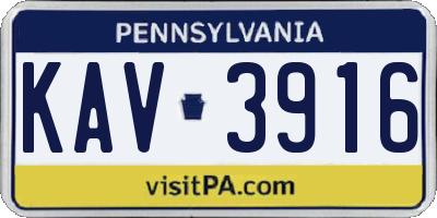 PA license plate KAV3916