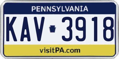 PA license plate KAV3918