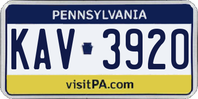 PA license plate KAV3920