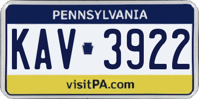 PA license plate KAV3922