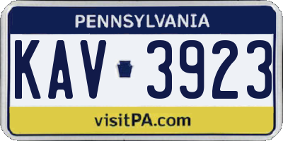 PA license plate KAV3923