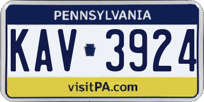 PA license plate KAV3924